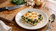 Fırında ıspanaklı mantarlı yumurta: tek kapta, üstü kaşarlı pratik kahvaltı