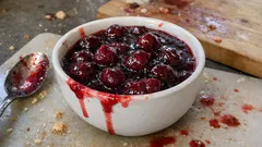 Tam kıvamında ev yapımı vişne reçeli: suyunu süzmeden, rengi yerinde